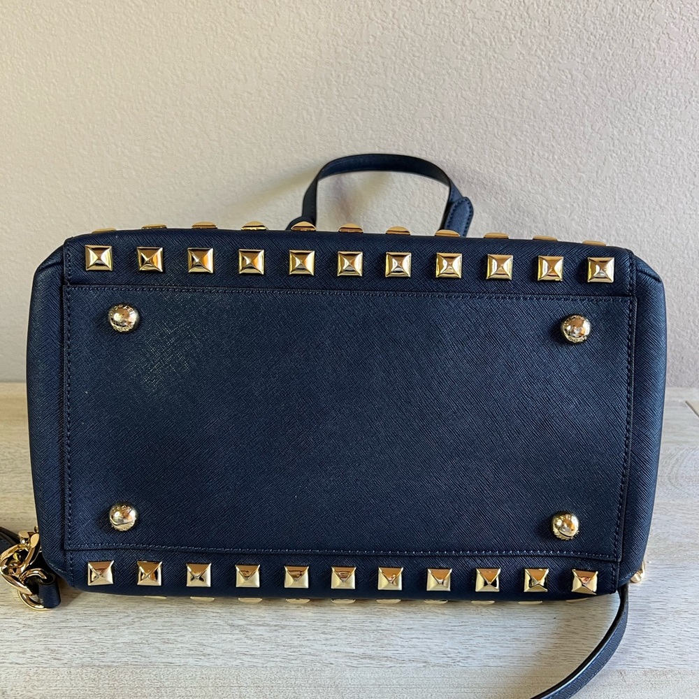 Michael Kors Leather Studded Grayson Satchel Bag - Picture 11 of 16